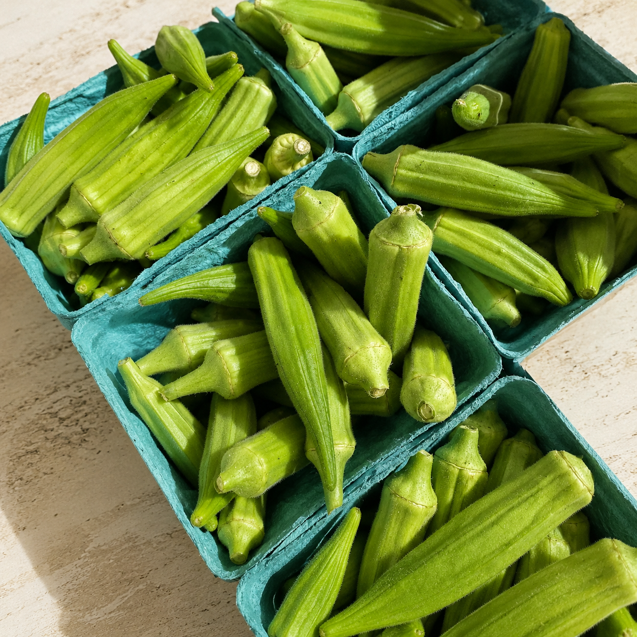 Fresh garden-grown okra from Four Little Acres