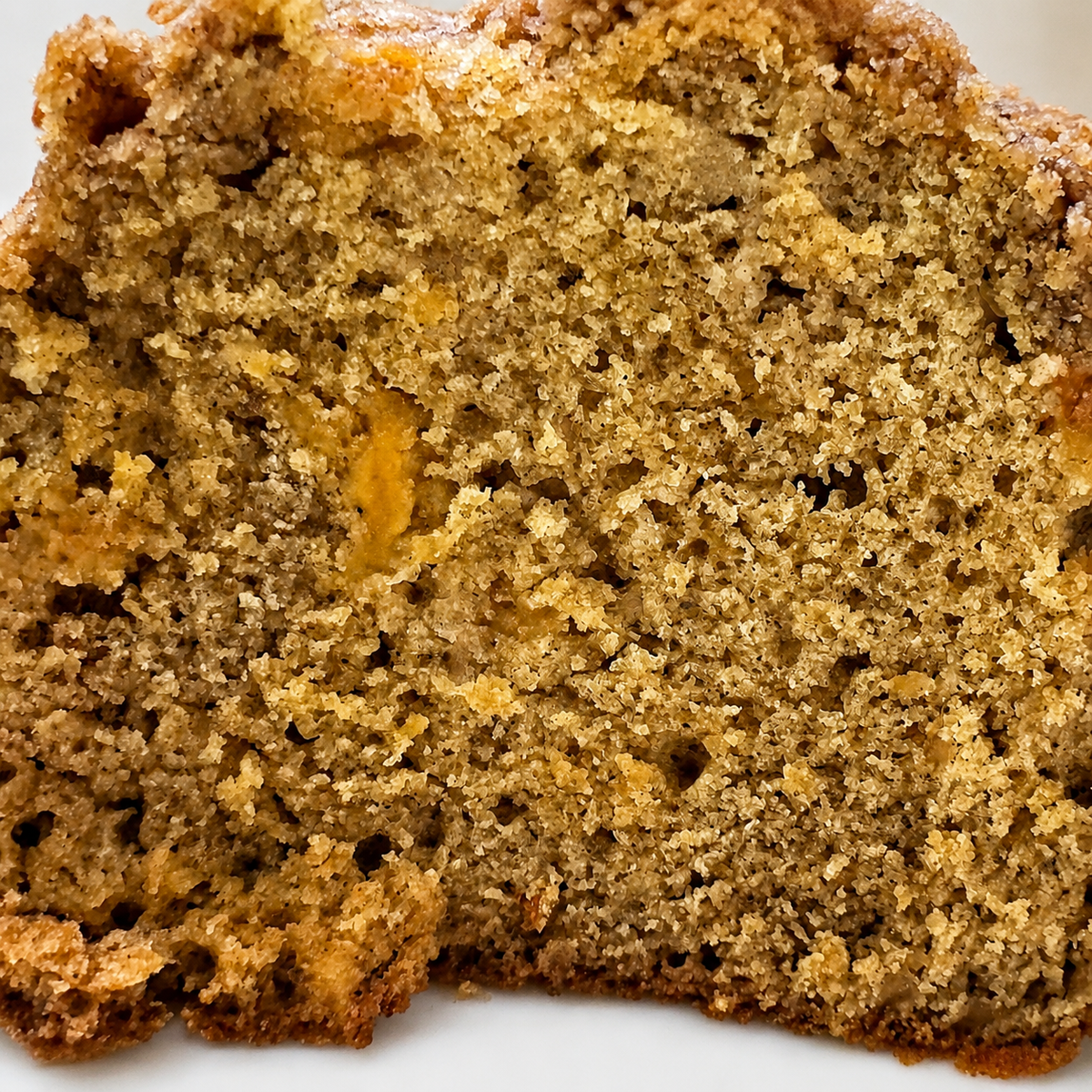 Sliced Melon Spice Loaf made with homegrown cantaloupe and brown sugar crumble