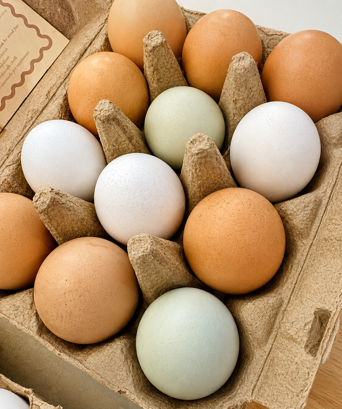 Fresh farm eggs in assorted shell colors