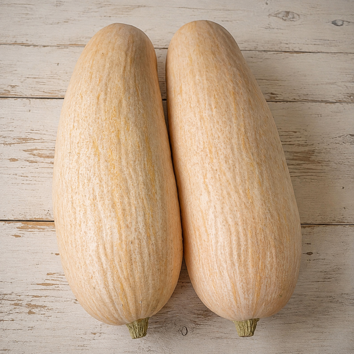 Two garden-grown Pink Banana squash from Four Little Acres